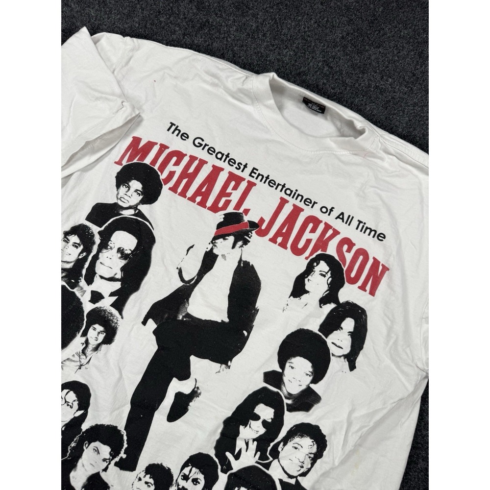 Michael Jackson RIP Tribute Graphic T Shirt White Double Sided Men's 3XL